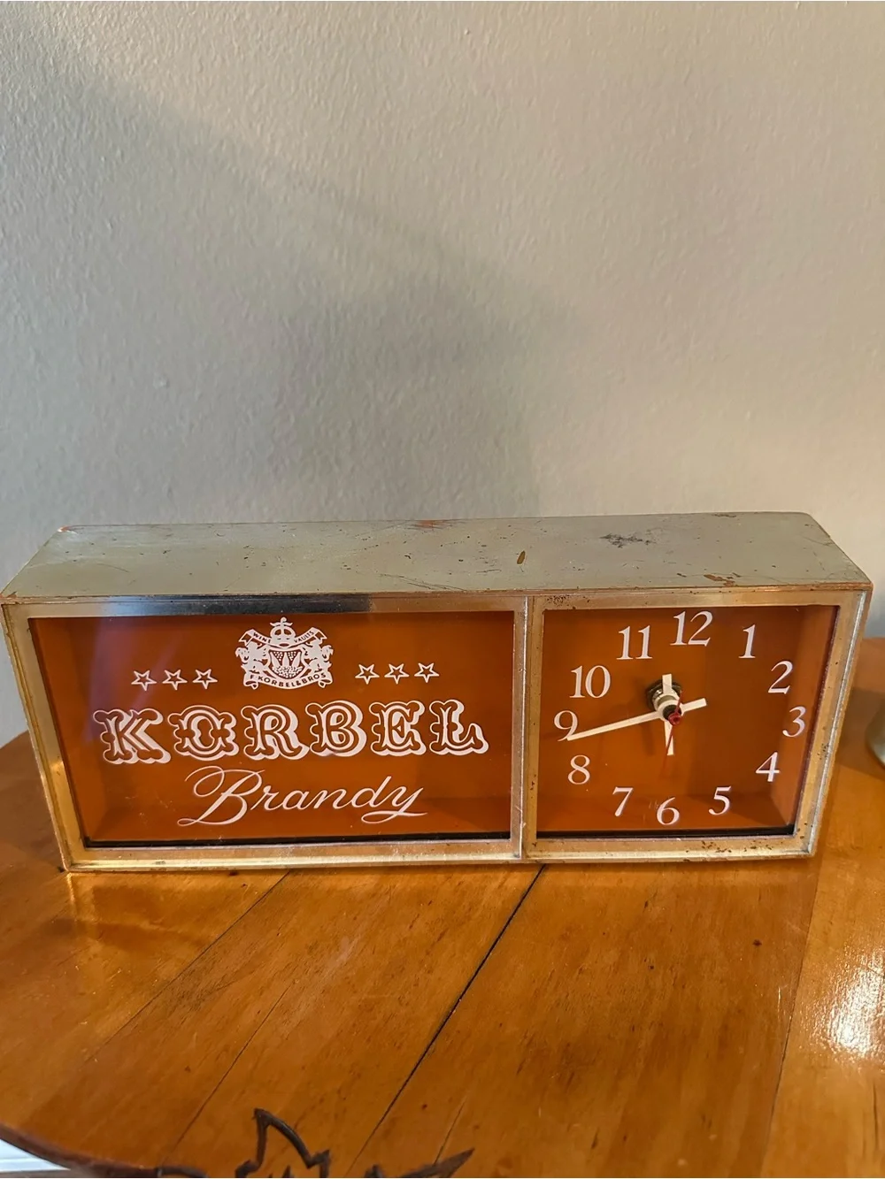 Vintage Korbel Brandy Advertising Clock Liquor Sign Collectible Works Man Cave